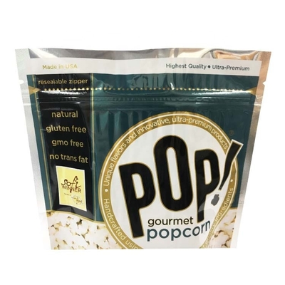 Popcorn Aluminium Foil Stand Up k Bag Resealable With Easy Top Zipper